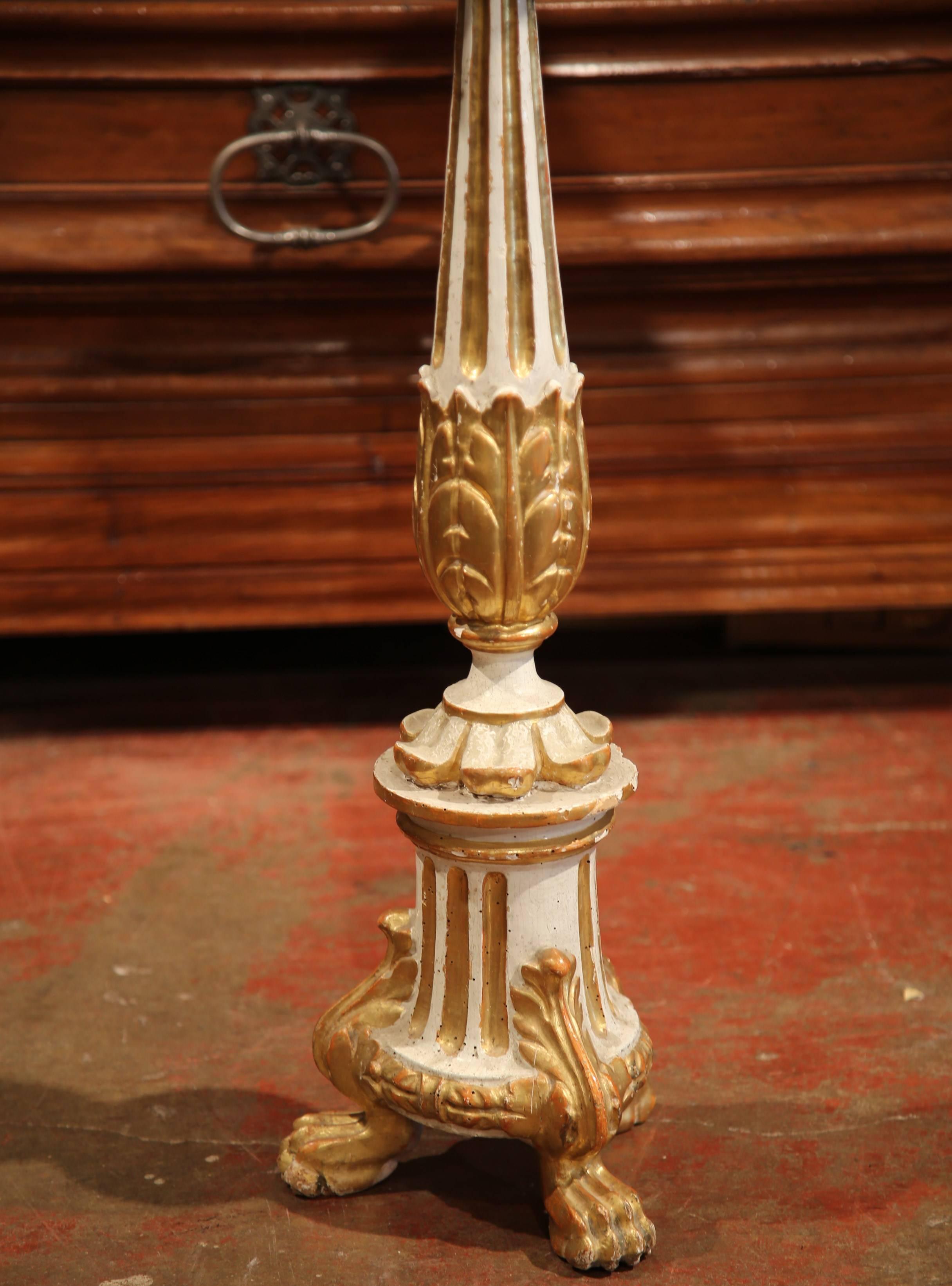 Giltwood 19th Century Italian Carved and Painted and Gilt Adjustable Music Stand Lectern