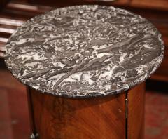 19th Century French Louis Philippe Walnut Round Side Table with Marble Top