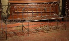 French Empire Style Polished Wrought Iron Three-Seat Bench