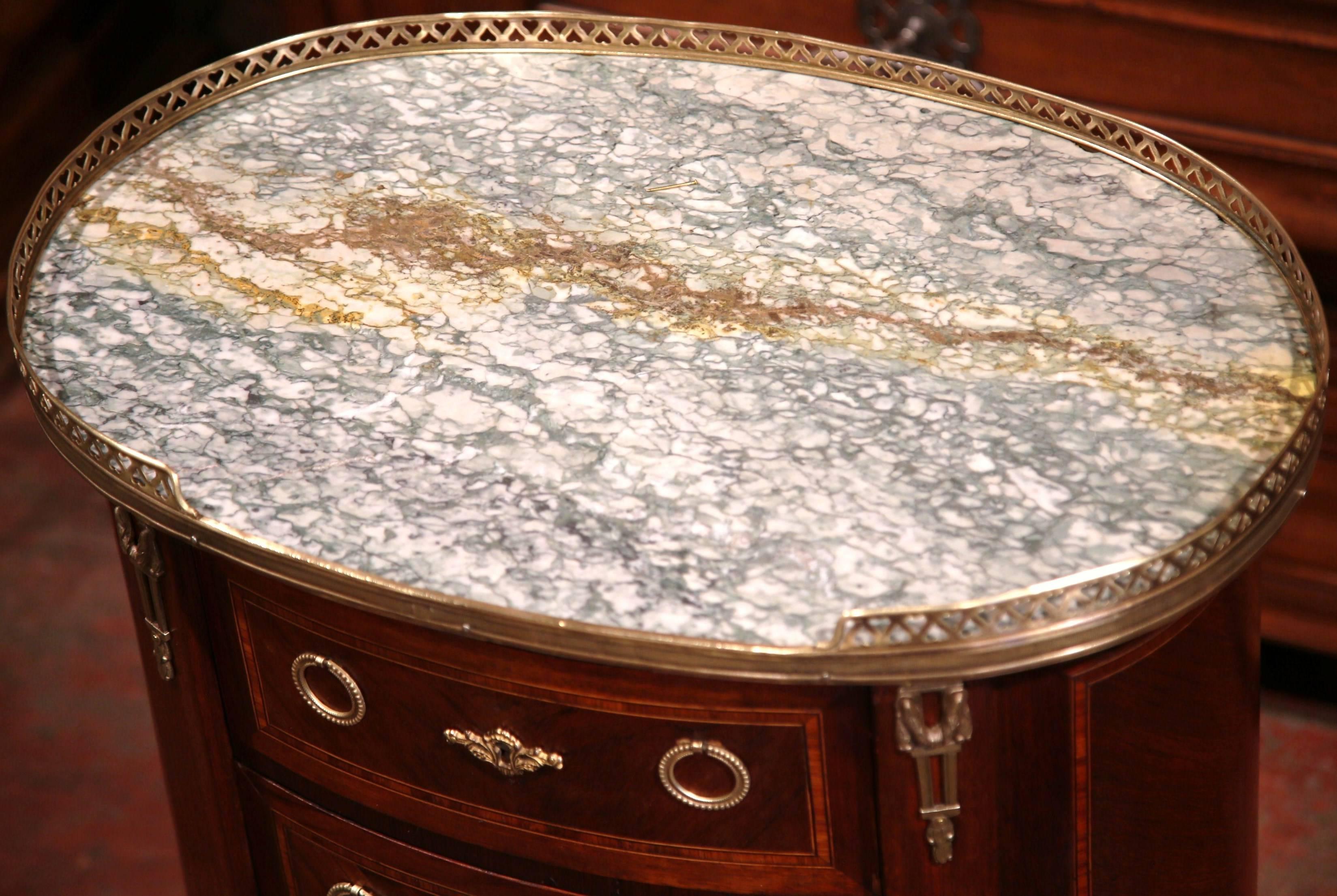 Hand-Carved 19th Century French Louis XV Rosewood Commode with Marble Top and Bronze Mounts