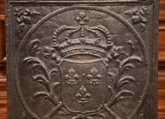 19th Century Square Cast Iron Fireback with the French Royal Coat of Arms