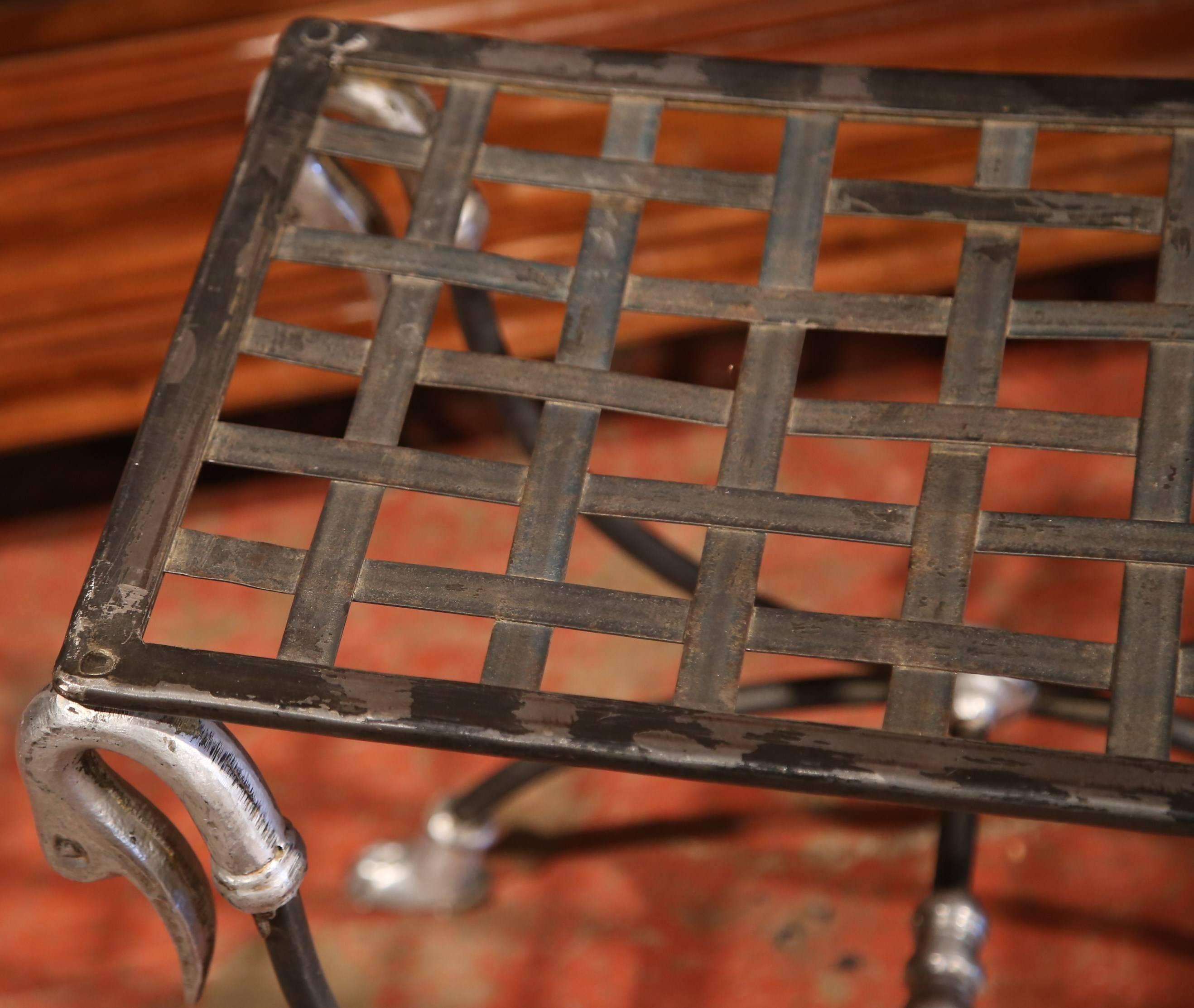 Early 20th Century, French Polished Iron Stool with Swan Faces 3