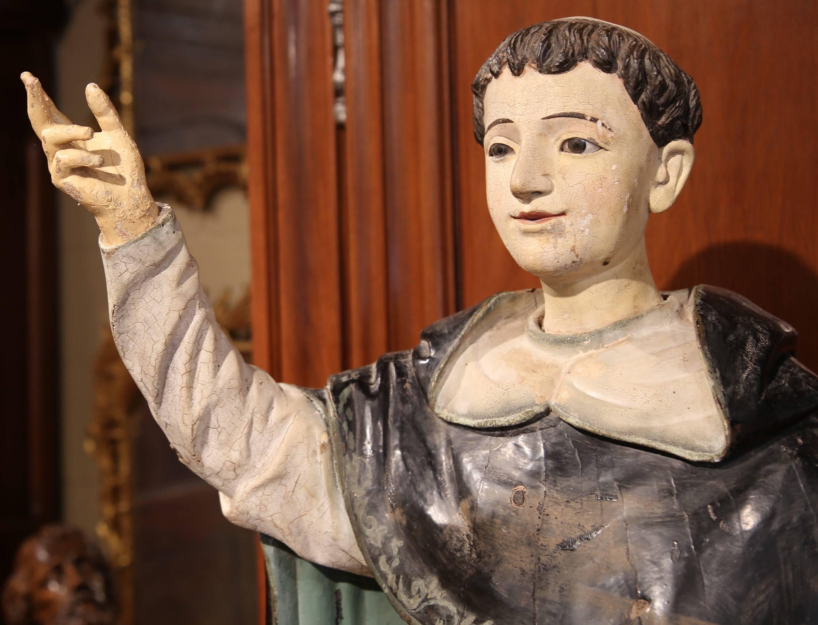 Early 18th Century Italian Carved and Painted Statue of Saint Thomas Aquinas 1