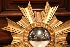 Mid-20th Century French Small Sunburst Mirror with Gilt Finish