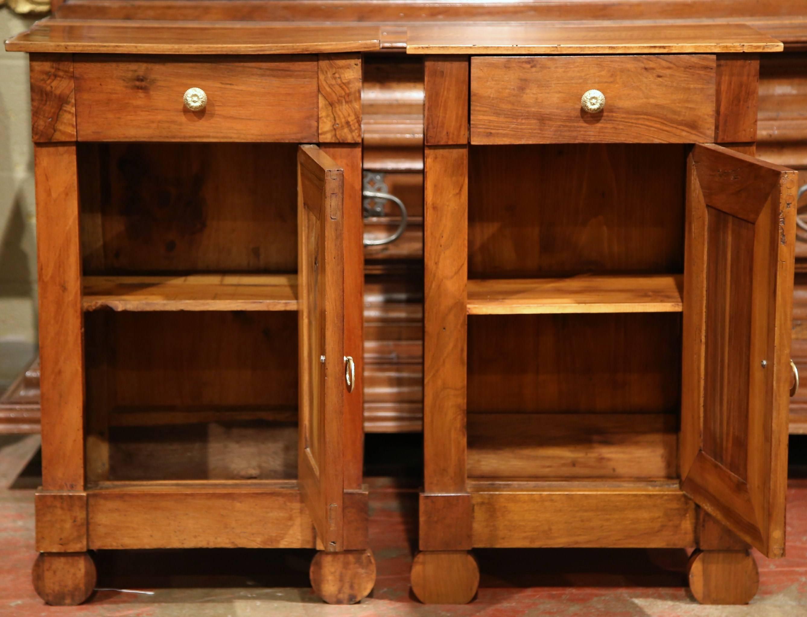 Pair of 19th Century French Louis Philippe Walnut Bedside Tables with Drawer 1