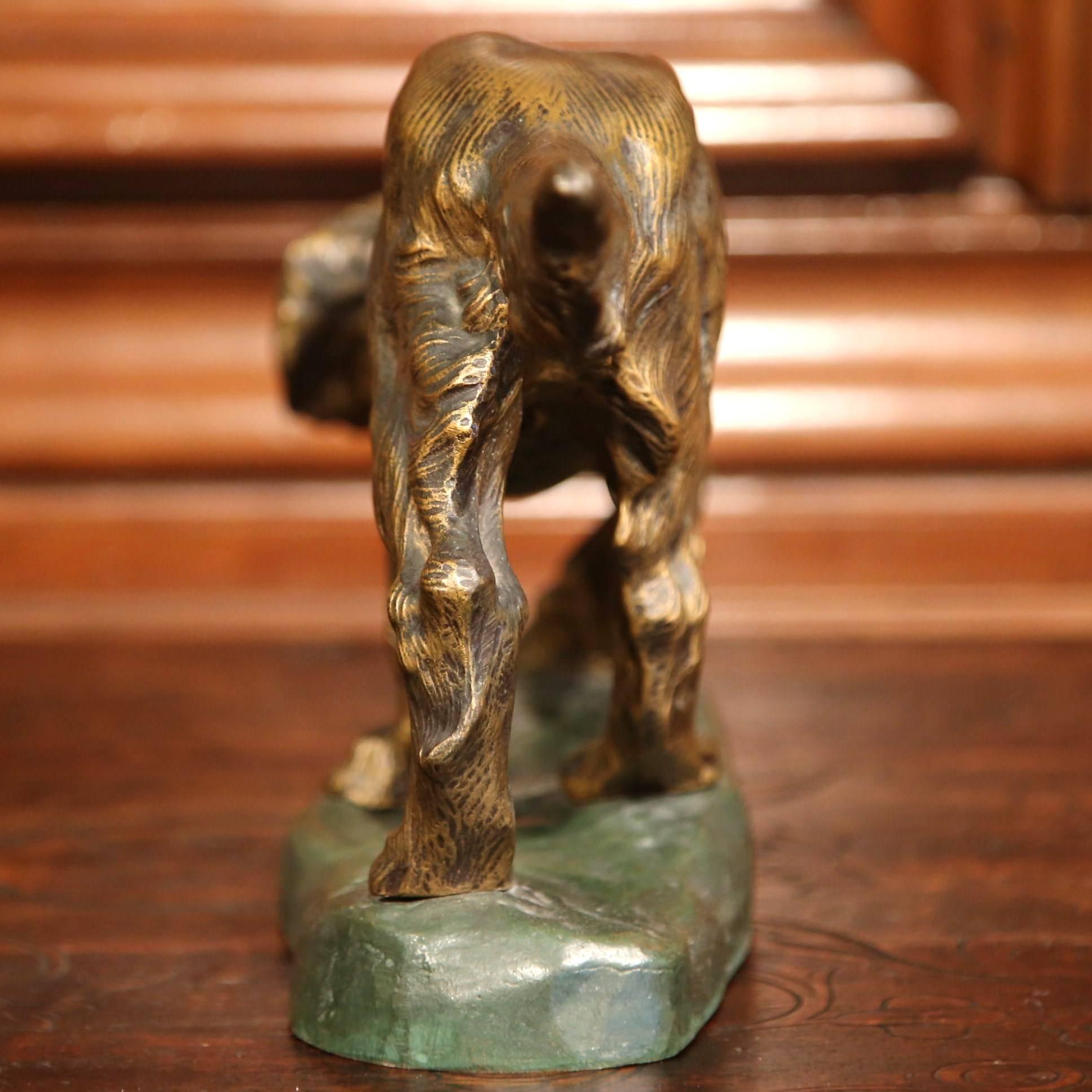 Early 20th Century French Patinated Bronze Dog Sculpture Signed T. Cartier 1