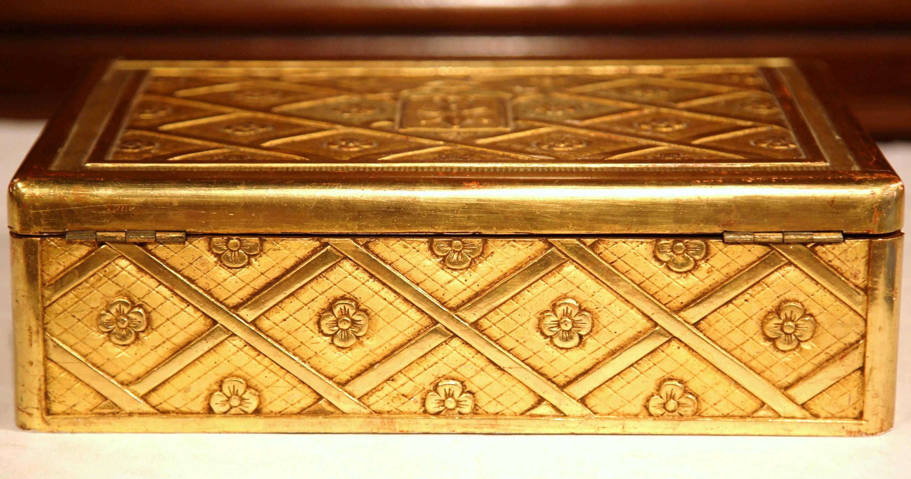 19th Century French Carved Wooden Jewelry Box with Gilt Finish Signed A. Gouts 5