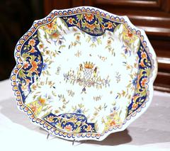 19th Century French Hand Painted Faience Decorative Dish from Normandy