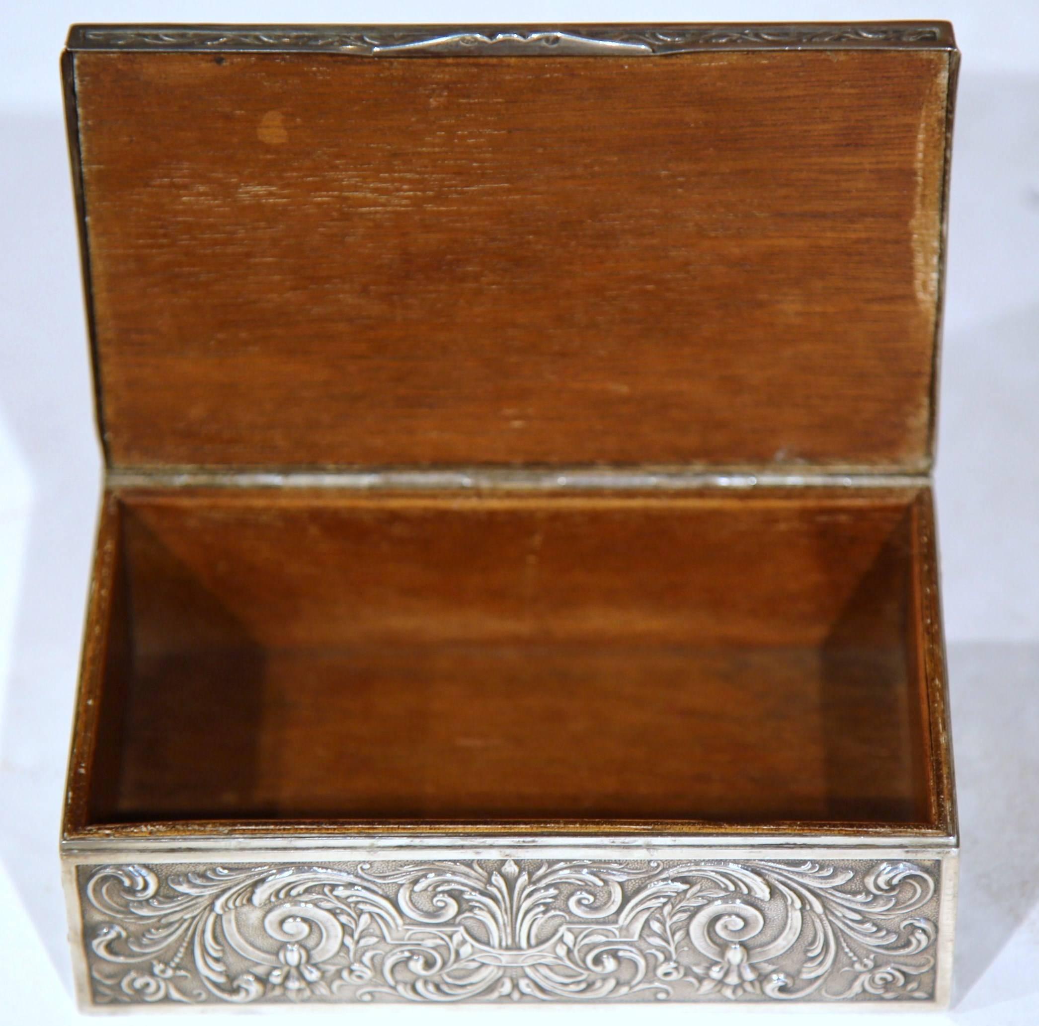 19th Century French Wooden Repousse Silver Plated Jewelry Box 2