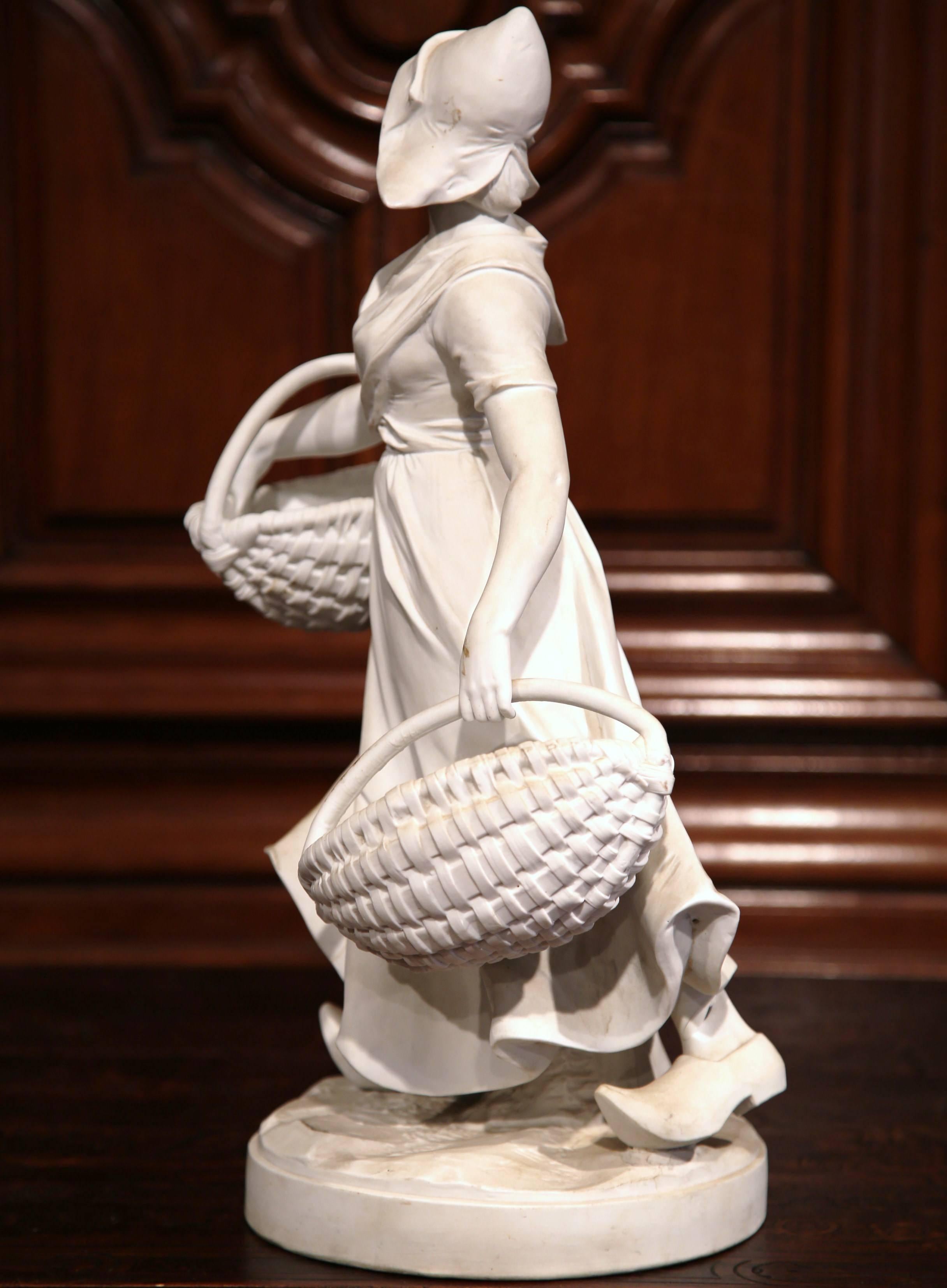 19th Century French White Biscuit Porcelain Sculpture of Young Beauty In Excellent Condition In Dallas, TX