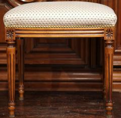 Early 20th Century French Louis XVI Carved Walnut Stool