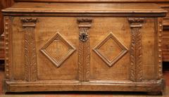 17th Century French Louis XIII Carved Walnut Blanket Chest with Diamond Design