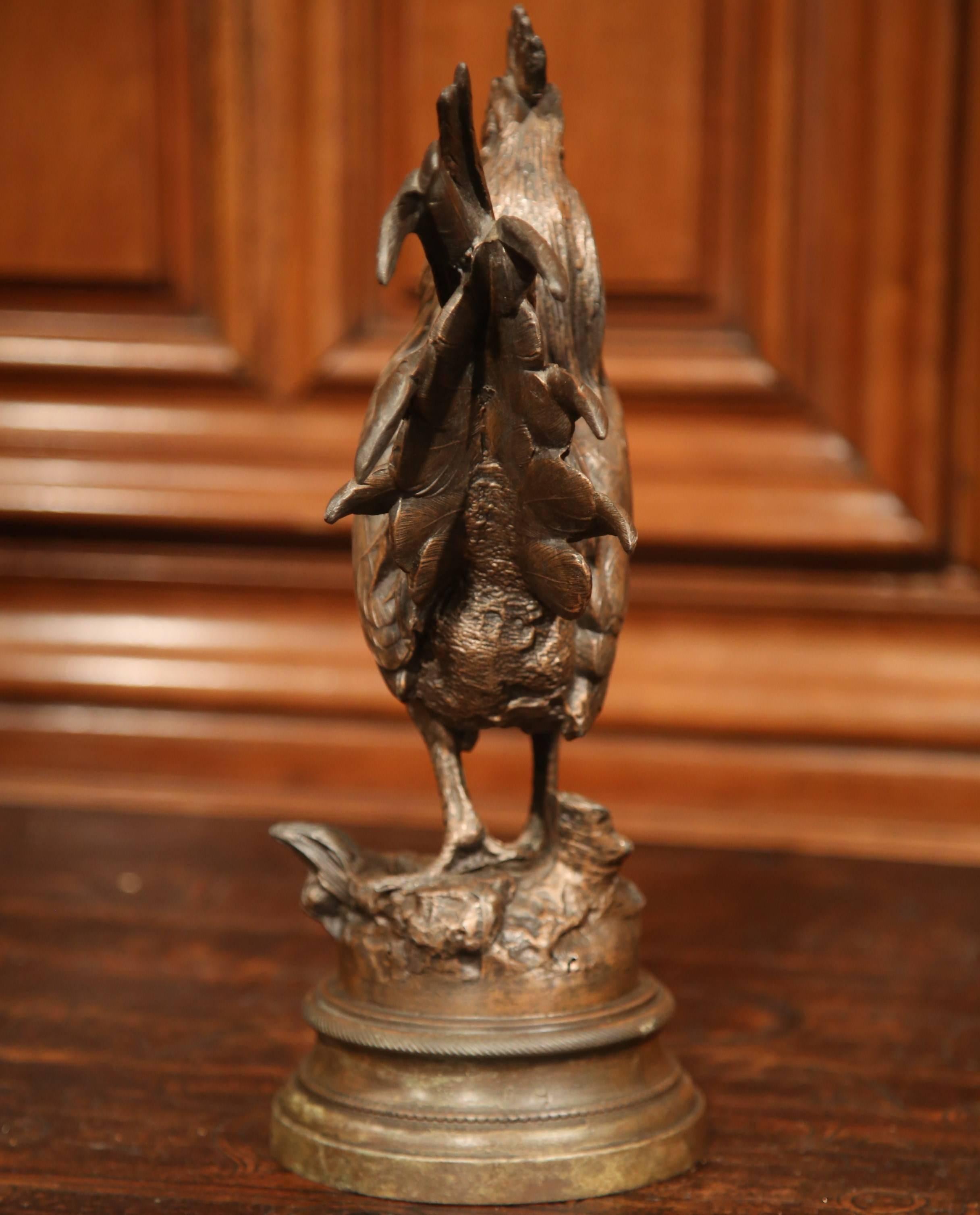 bronze rooster sculpture