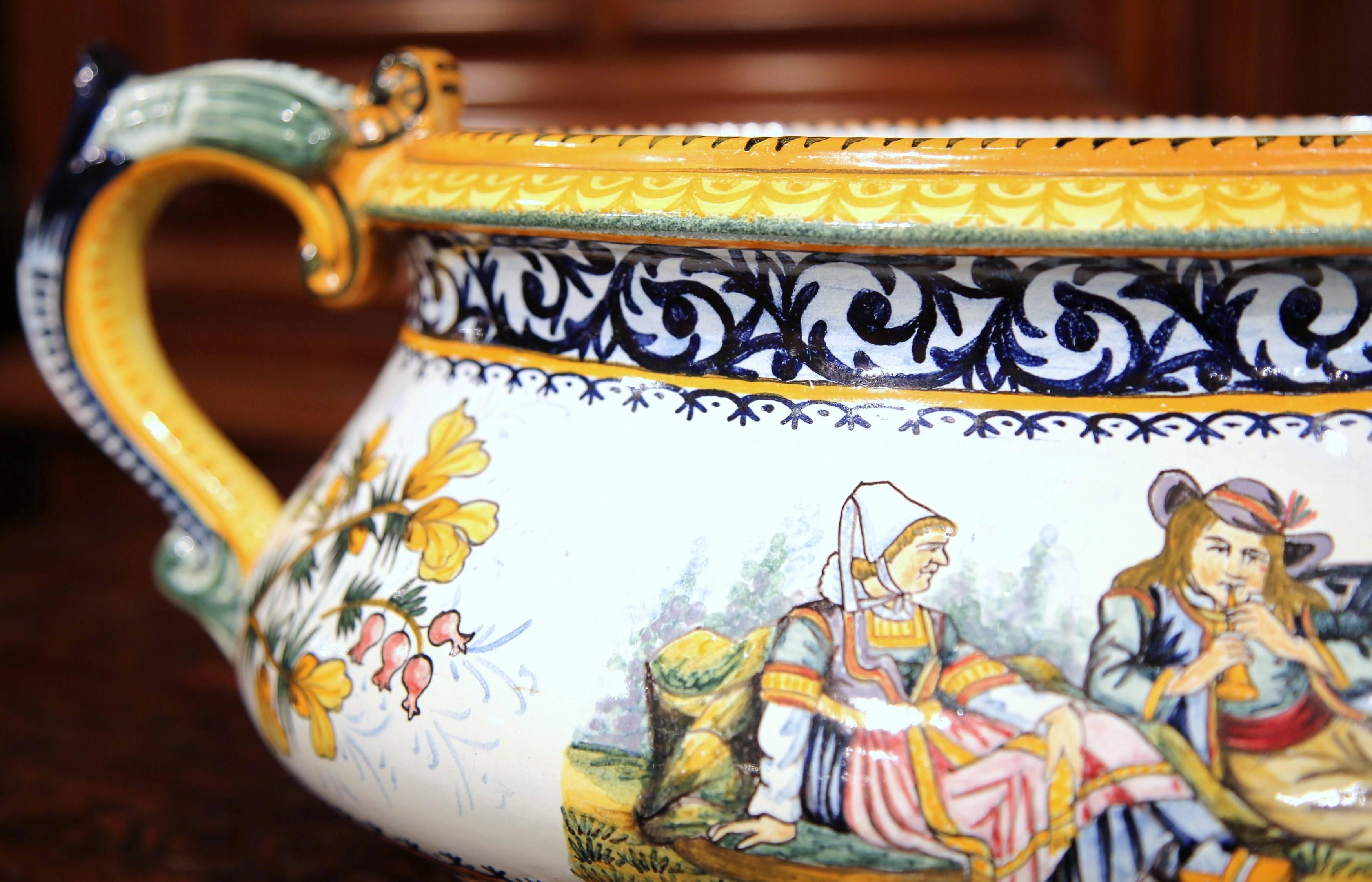 Early 20th Century French Hand Painted Faience Jardinière Signed Henriot Quimper 2