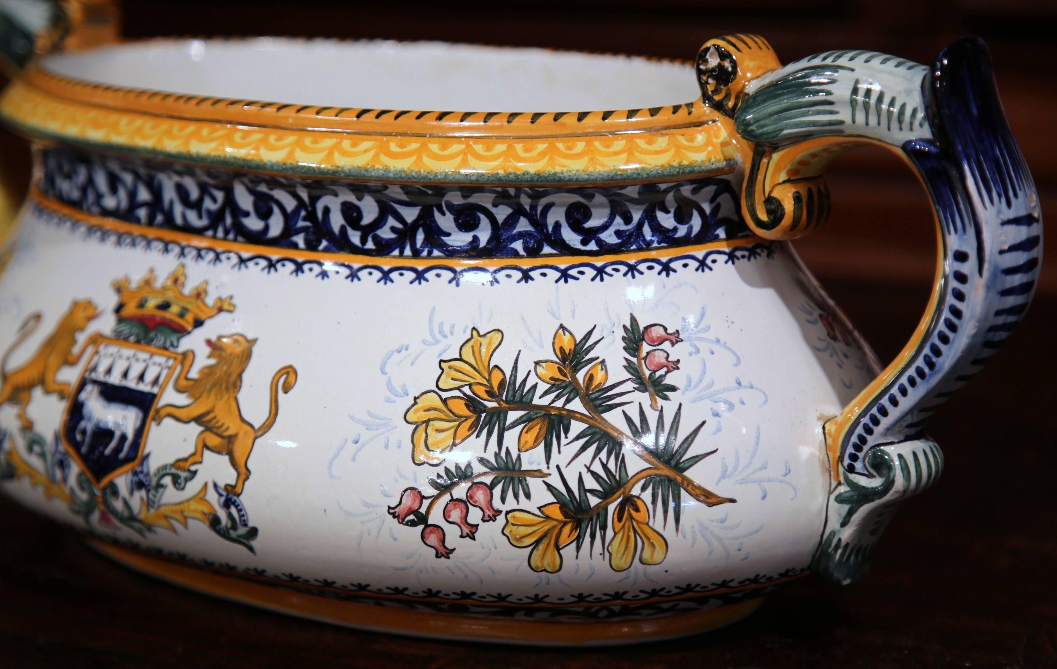 Early 20th Century French Hand Painted Faience Jardinière Signed Henriot Quimper 4