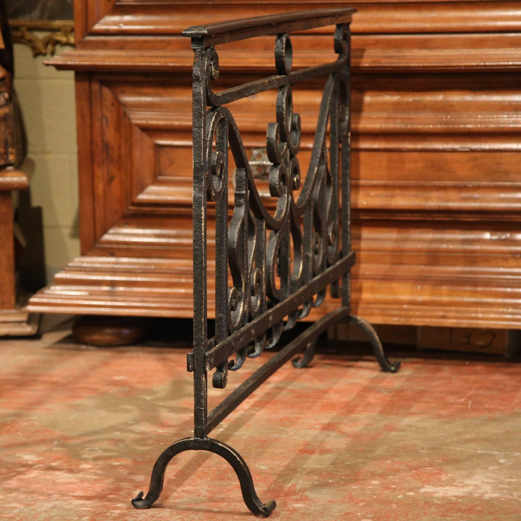 18th Century French Patinated Wrought Iron Fireplace Screen 2