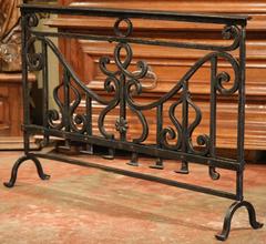 18th Century French Patinated Wrought Iron Fireplace Screen