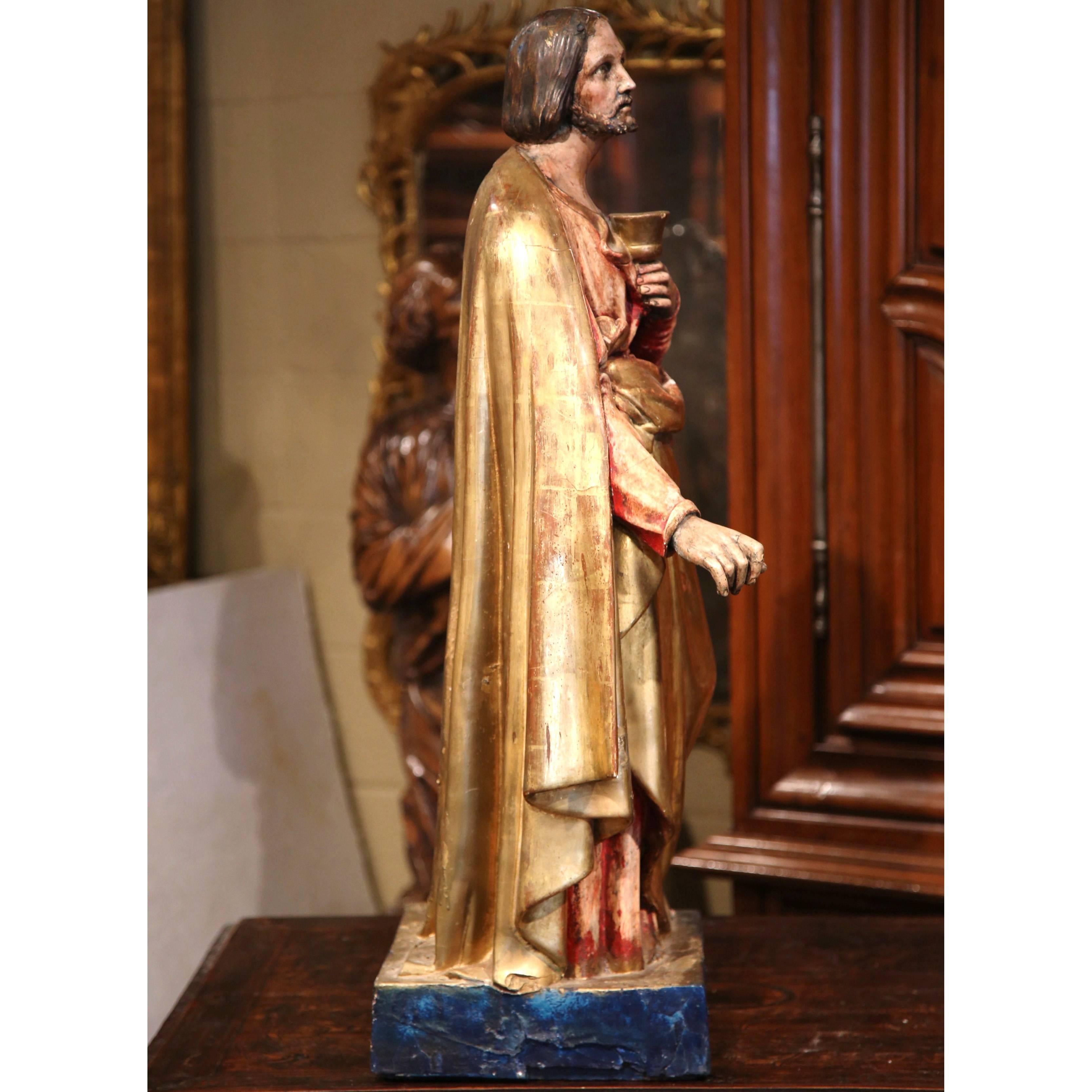 Early 19th Century French Carved Giltwood and Polychrome Statue of Jesus Christ 2