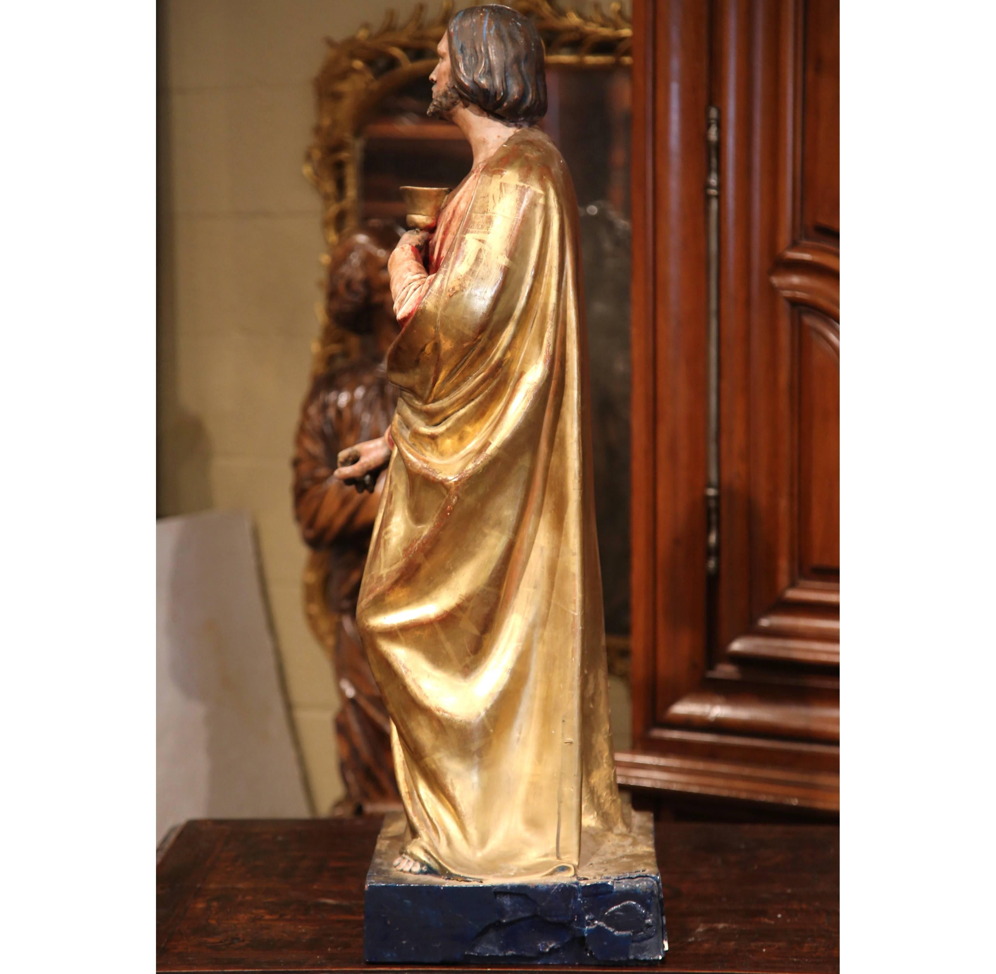 Early 19th Century French Carved Giltwood and Polychrome Statue of Jesus Christ 1