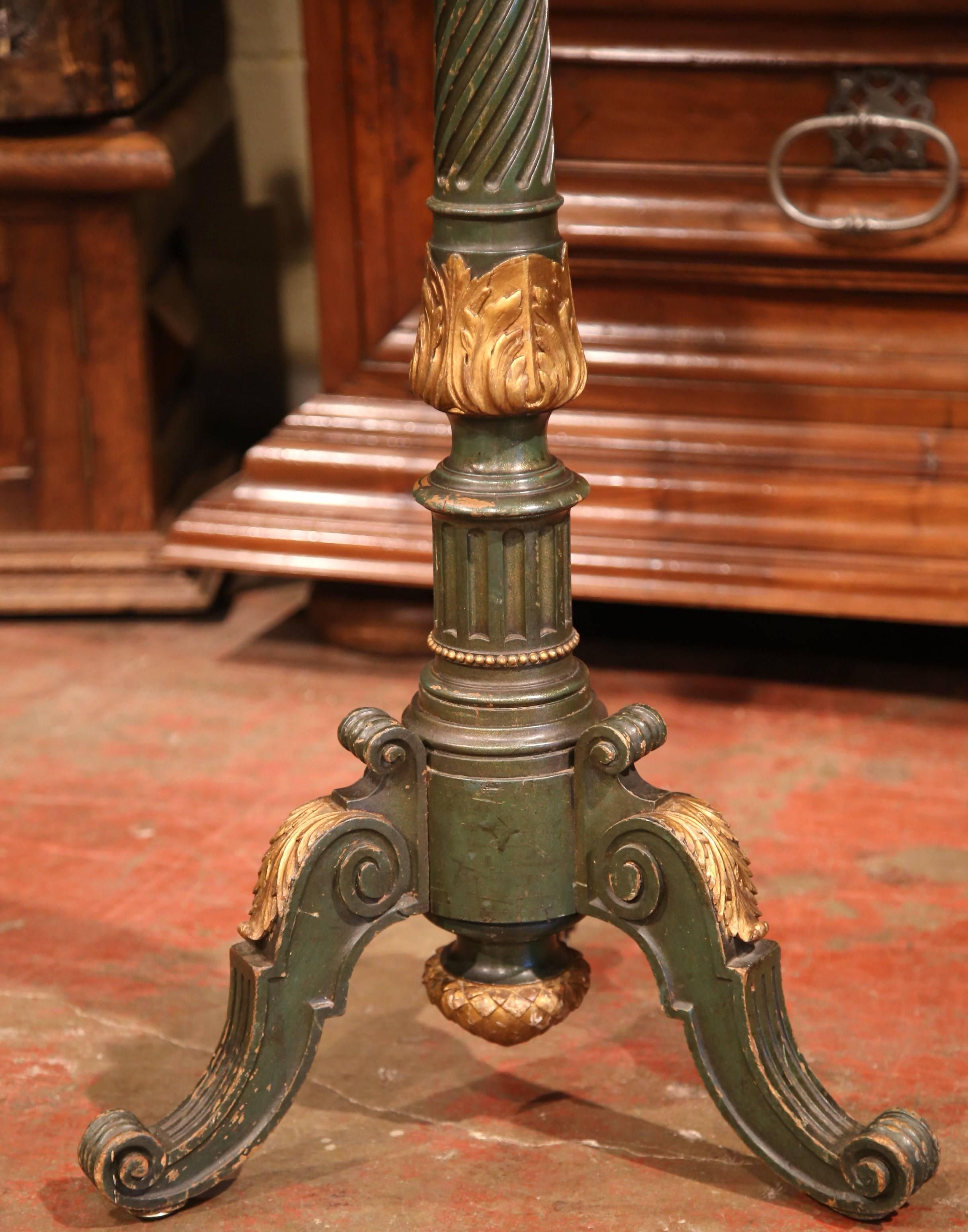 Bronze 19th Century French Adjustable Painted and Gilt Carved Lectern Music Stand