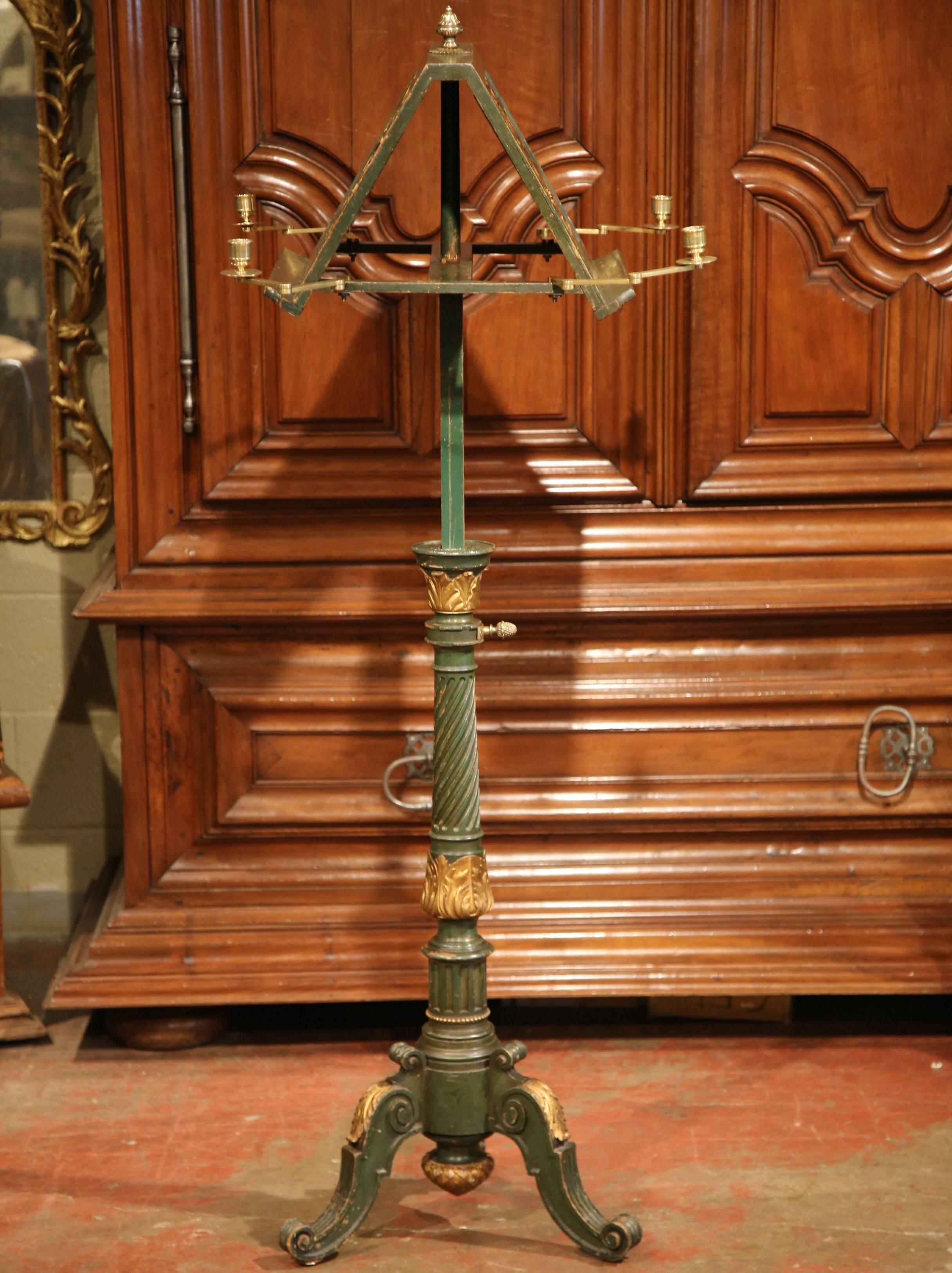19th Century French Adjustable Painted and Gilt Carved Lectern Music Stand 1