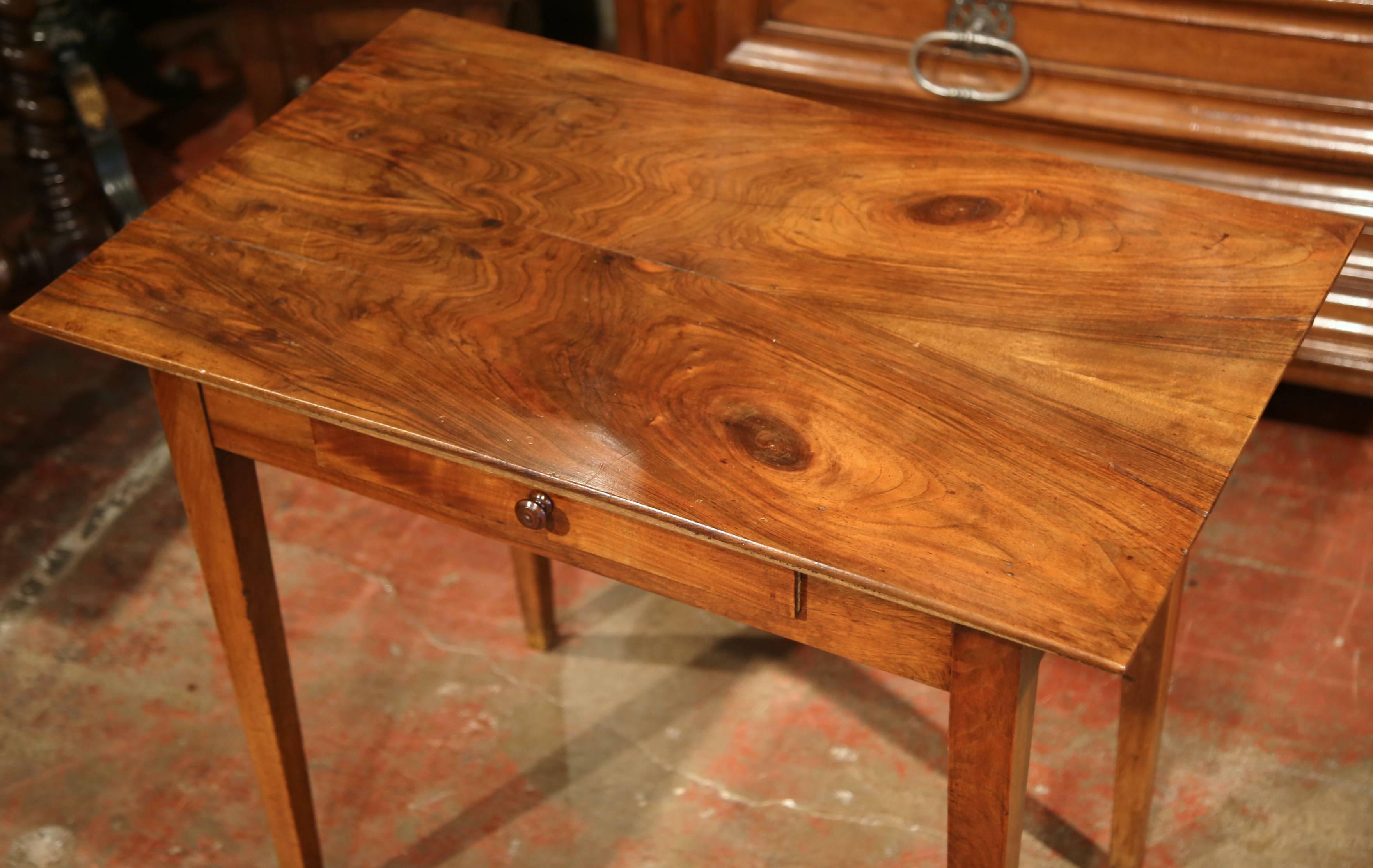 19th Century French Louis Philippe Walnut Side Table with Drawer 2