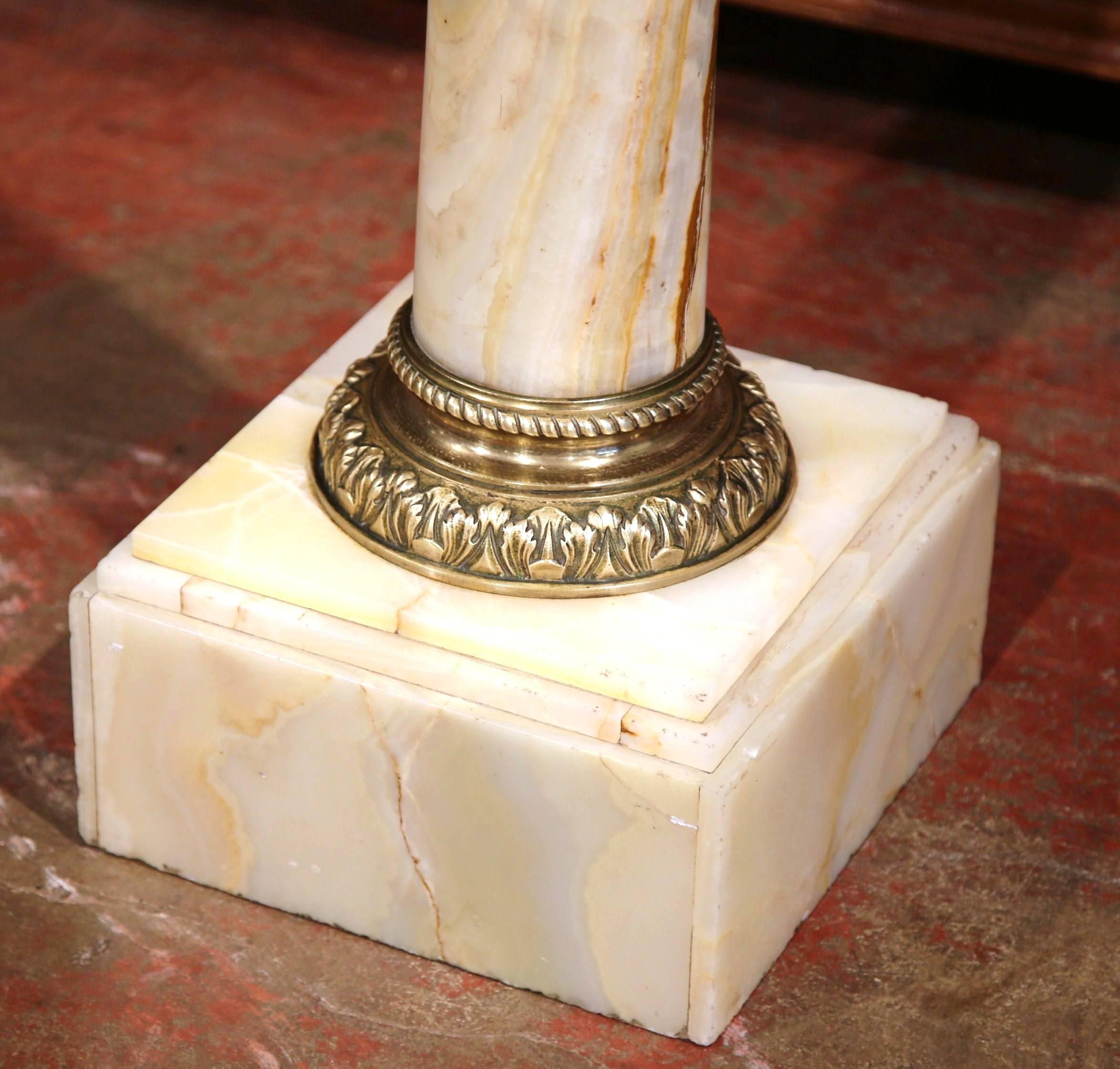 Hand-Crafted 19th Century French White Onyx and Gilt Bronze-Mounted Pedestal