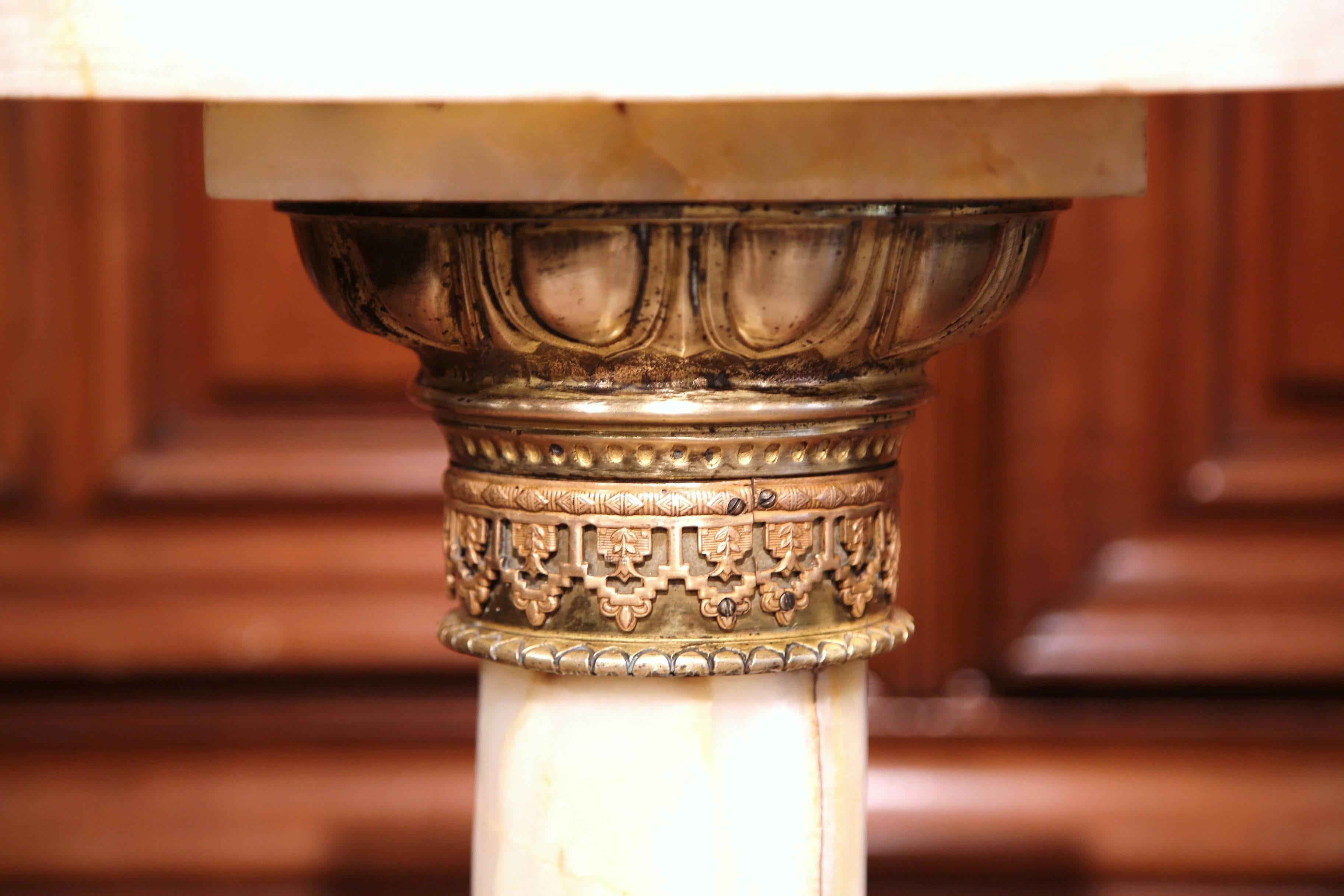 19th Century French White Onyx and Gilt Bronze-Mounted Pedestal 3