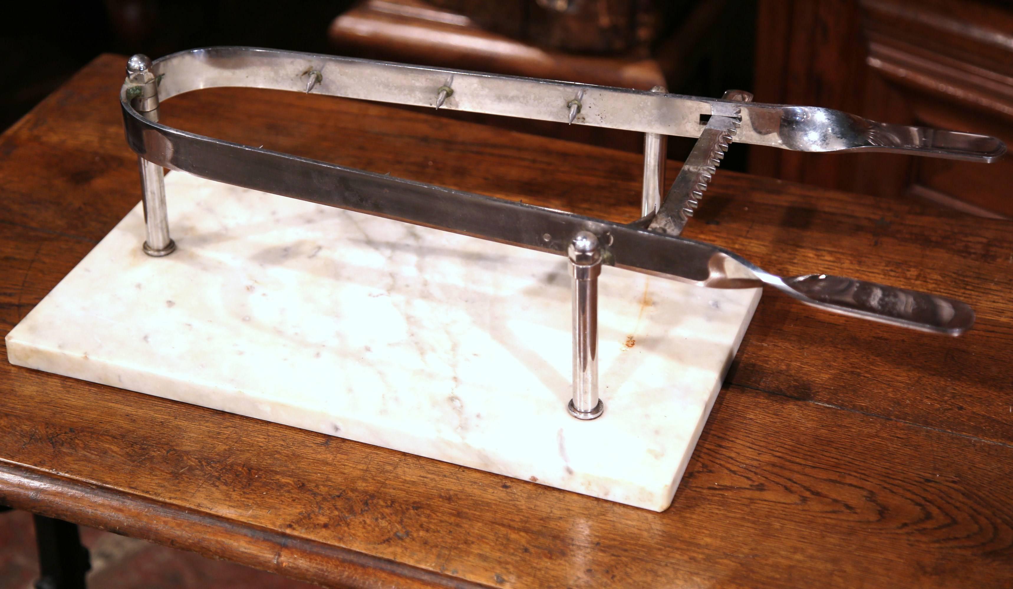 Early 20th Century French Stainless Steel and Marble Butcher Meat Holder 1