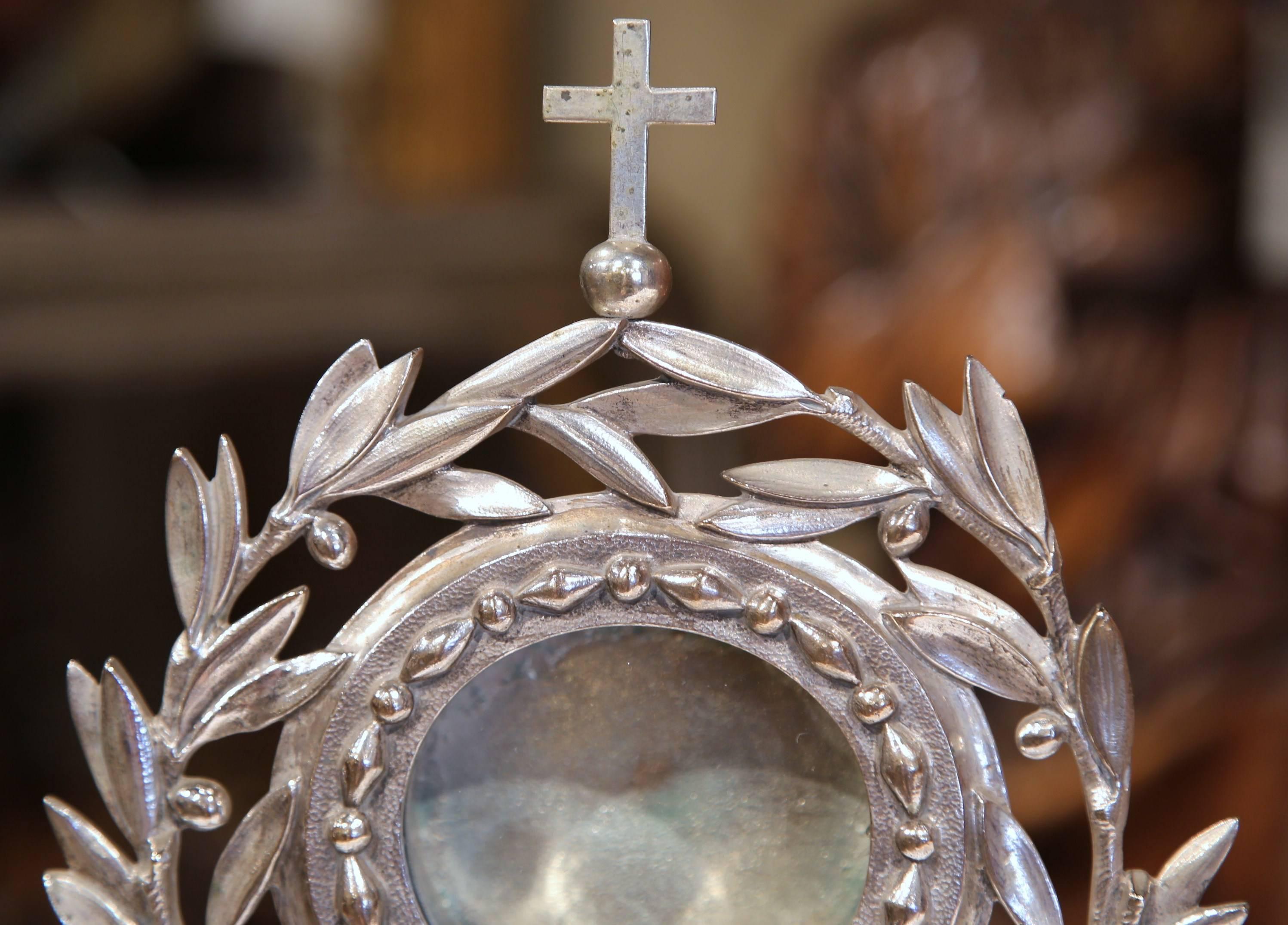 18th Century French Catholic Silvered Bronze Shrine Reliquary In Good Condition In Dallas, TX