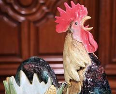 Large 19th Century French Painted Barbotine Rooster Vase Signed Delphin Massier