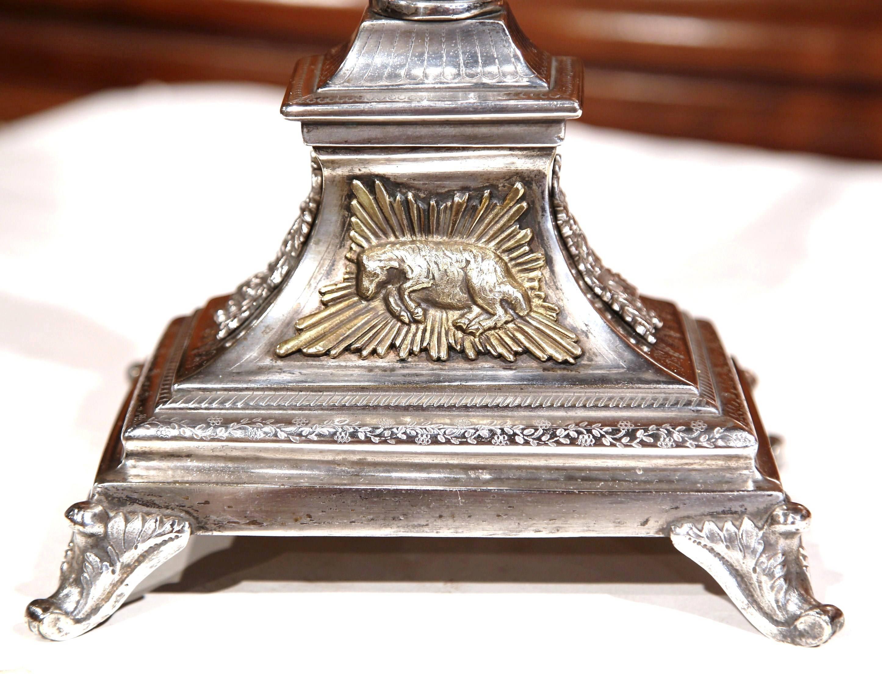 Make an old world statement in your home with this important, antique "ostensoir," or monstrance, from France circa 1780. A monstrance is the vessel used in Roman Catholic, Old Catholic and Anglican churches to easily view objects of