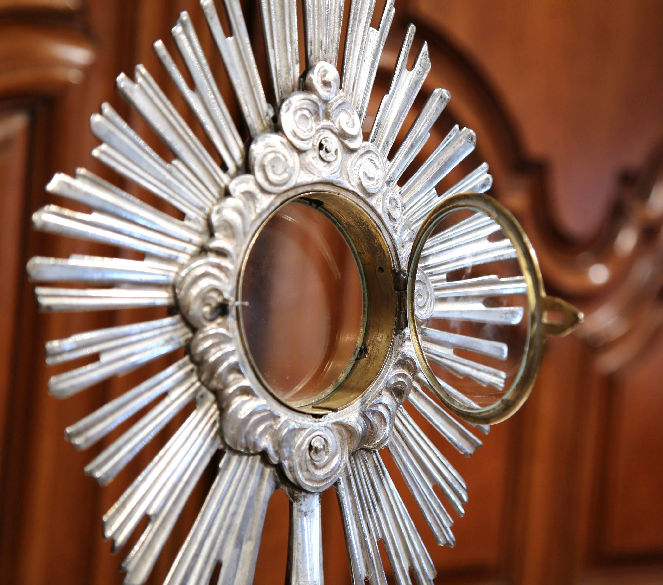 18th Century French Bronze Silvered Catholic Monstrance with Shining Sun 2
