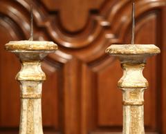 Pair of 19th Century French Carved and Gilt Altar Sticks with Engraving Decor