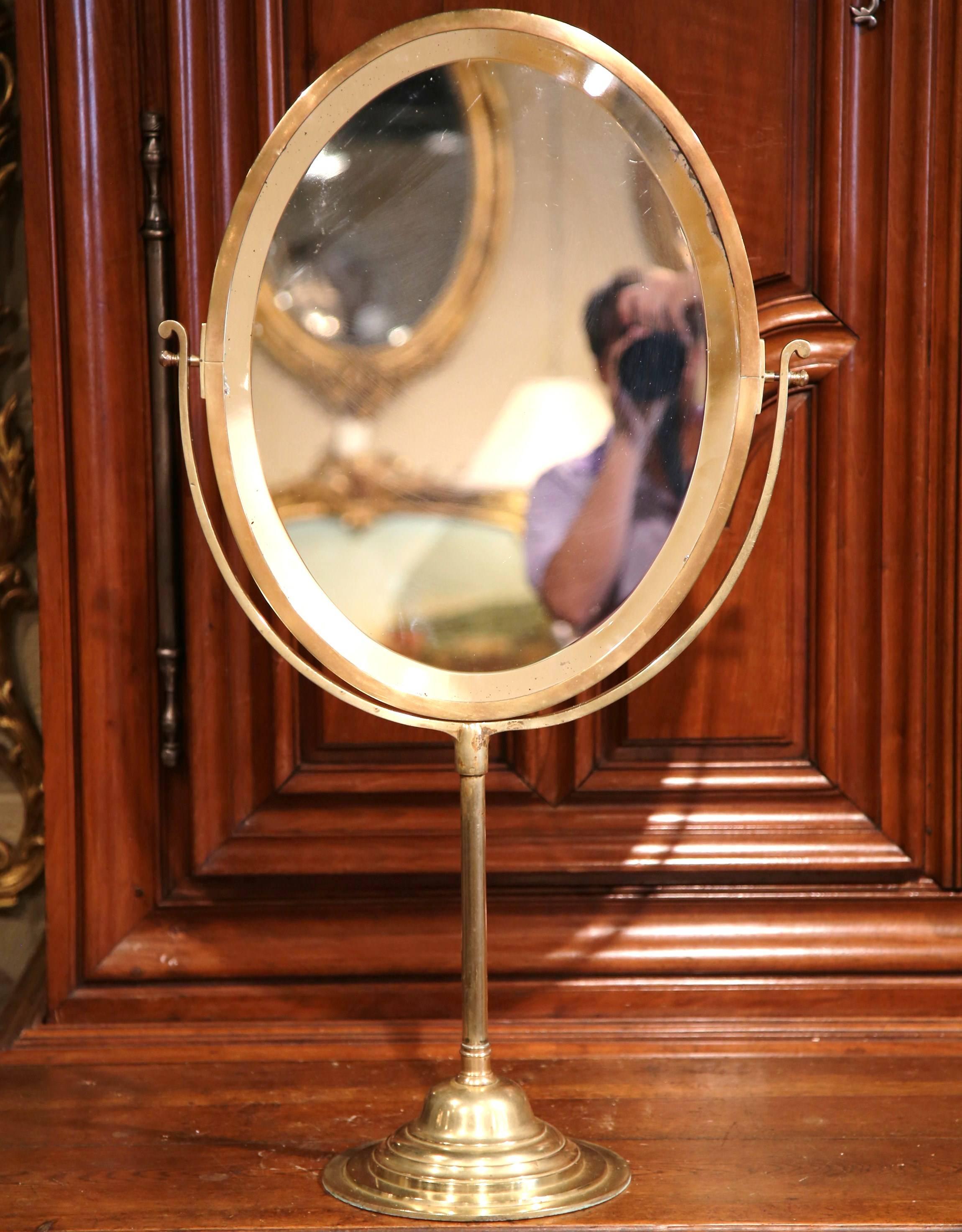 19th Century, French Bronze Vanity Tilt Mirror with Double-Sided Beveled Glass 4