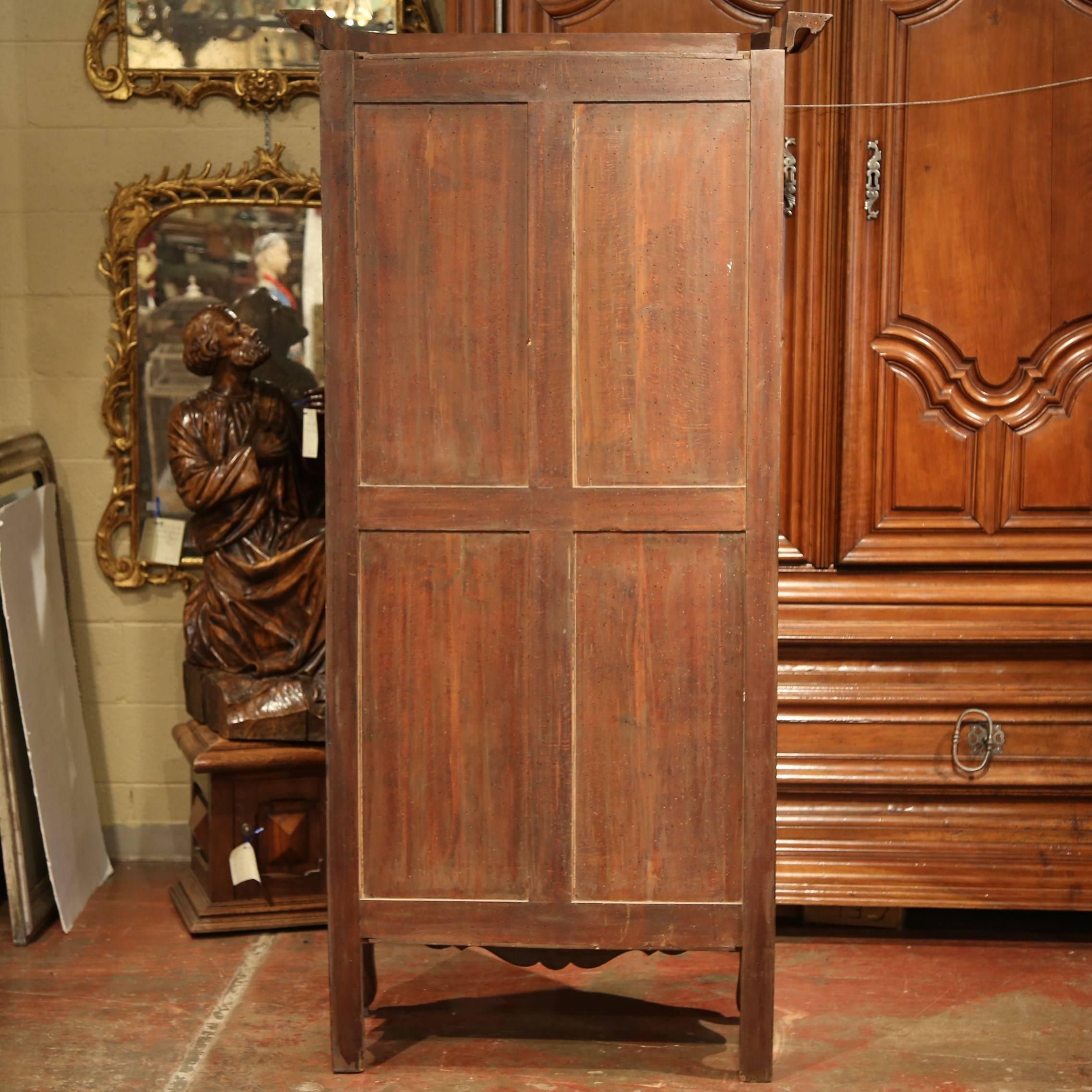 19th Century French Hand-Carved Walnut One Door Cabinet from Provence 6