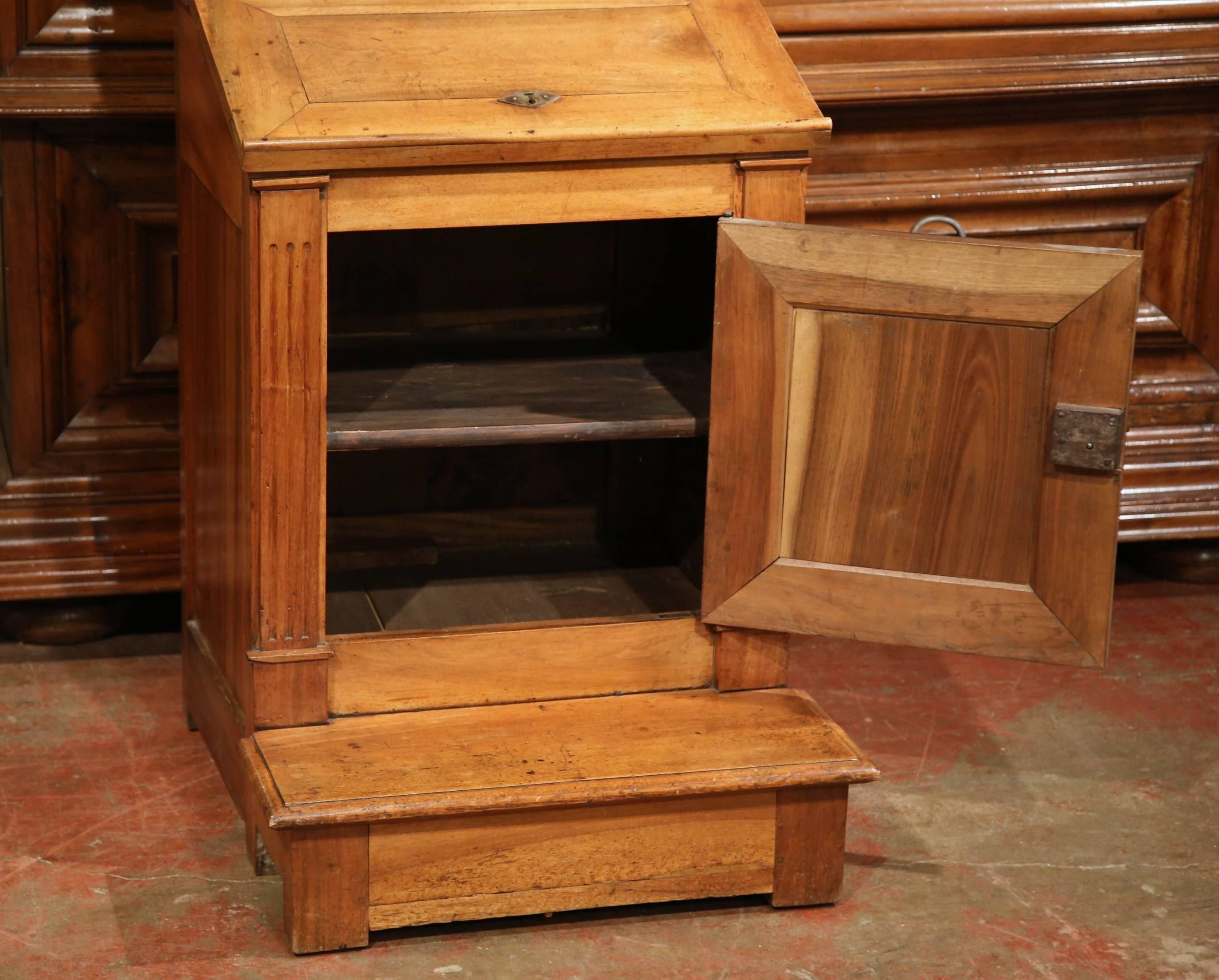 Bronze 18th Century French Carved Walnut Oratoire Prayer Bench Cabinet from Burgundy