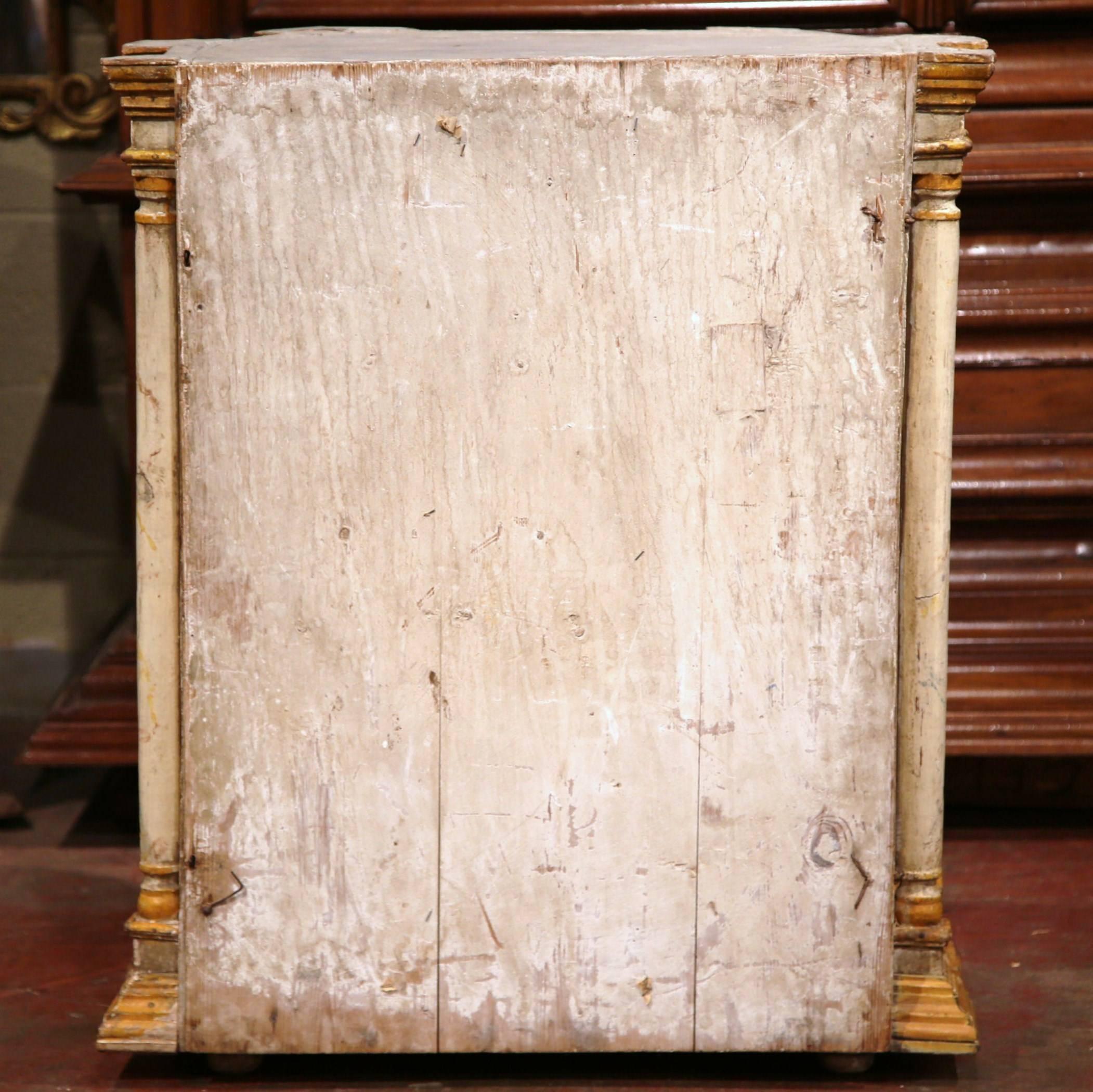 18th Century Italian Carved Painted Reliquary Cabinet with Glass Door and Sides 2