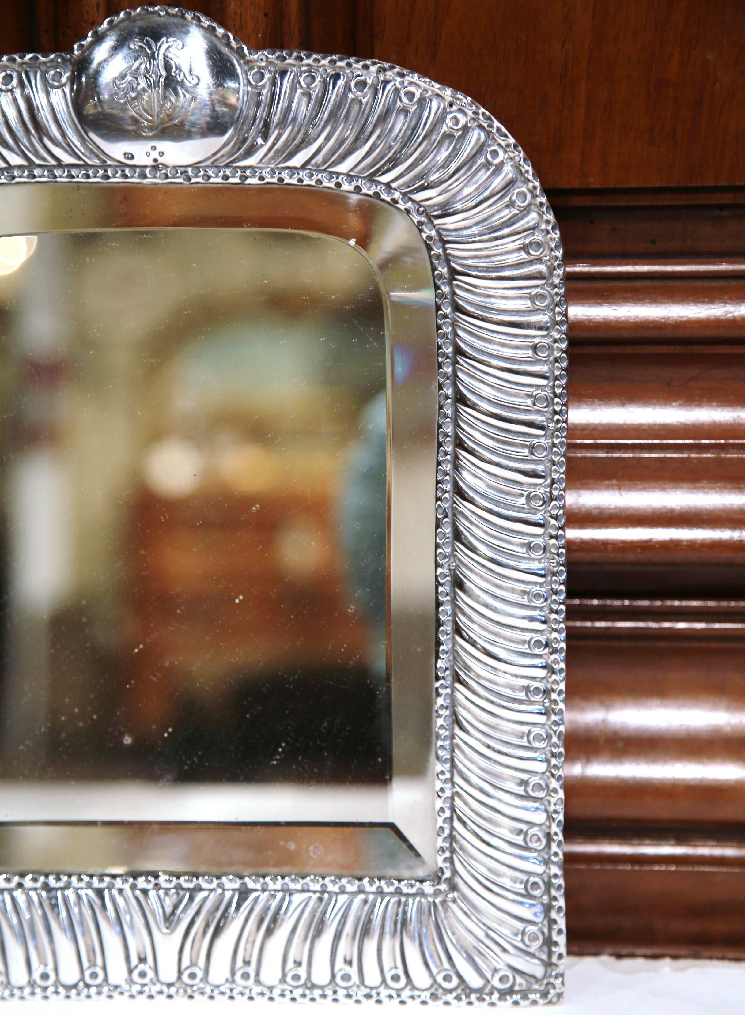 19th Century French Repousse Silver Table Mirror with Beveled Glass 4