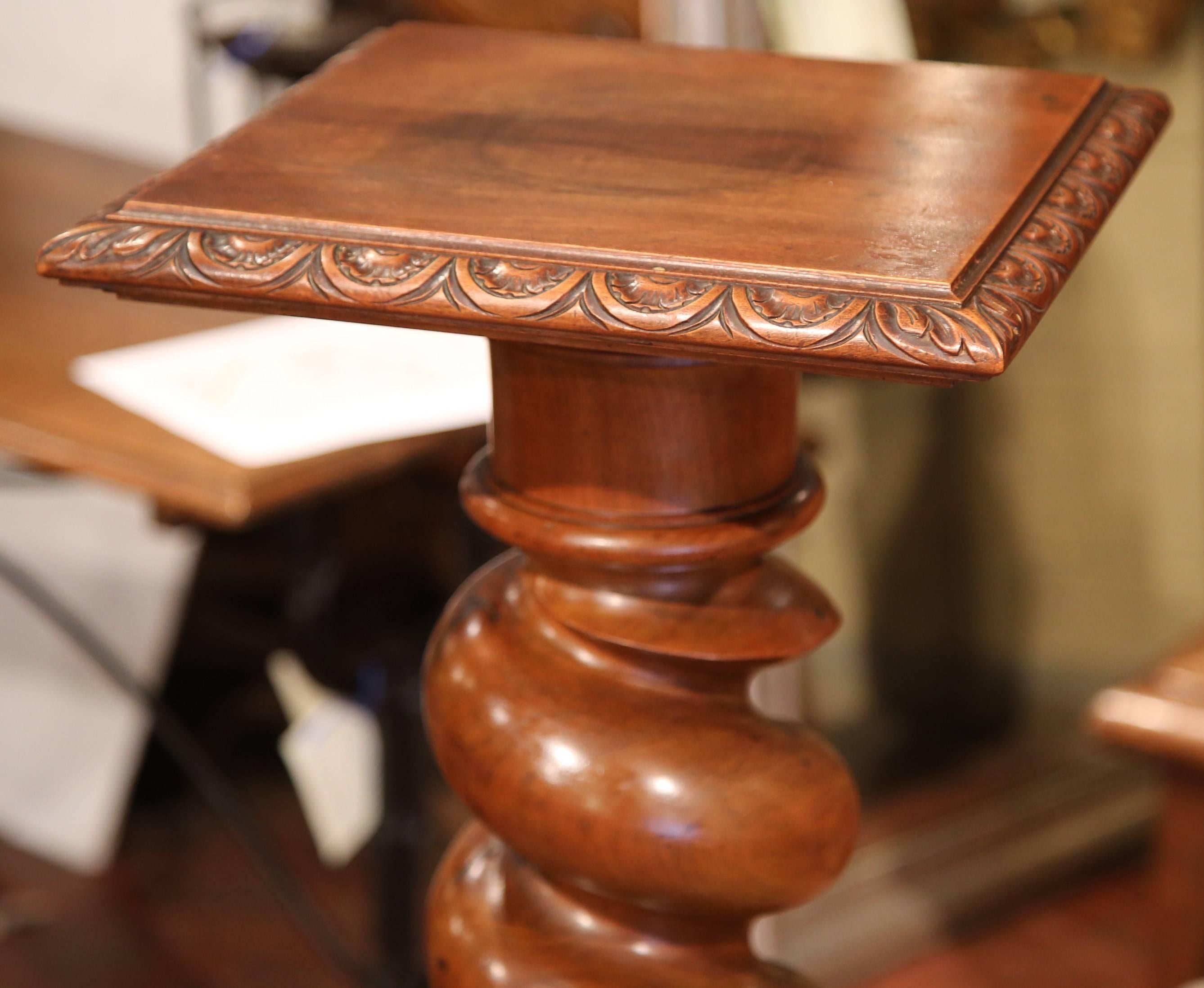 19th Century French Carved Walnut Barley Twist Pedestal from the Perigord 2