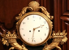 18th Century French Louis XV Carved Giltwood Wall Clock