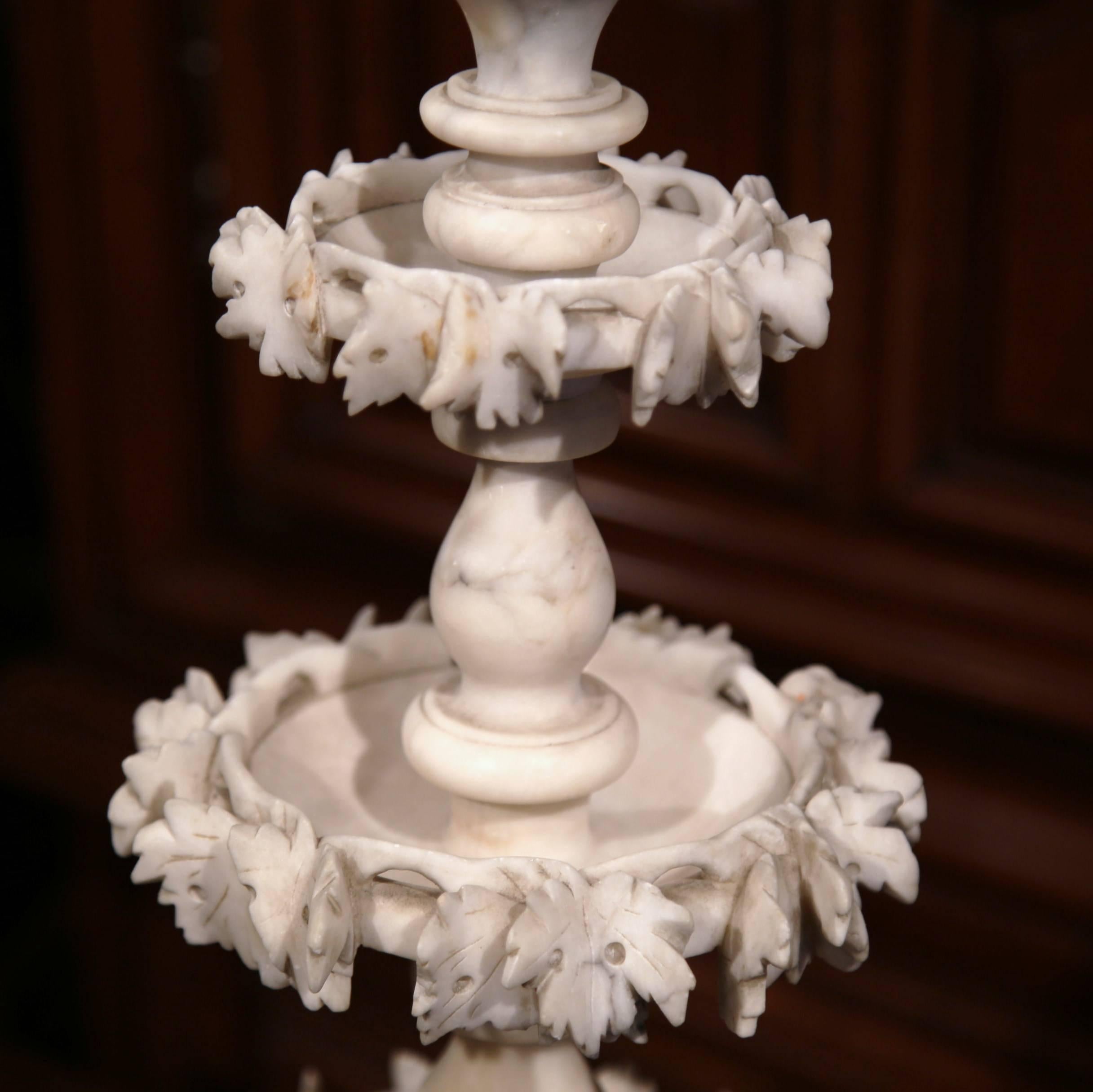 19th Century French Three-Tier Carved Alabaster Display Centrepiece In Excellent Condition For Sale In Dallas, TX