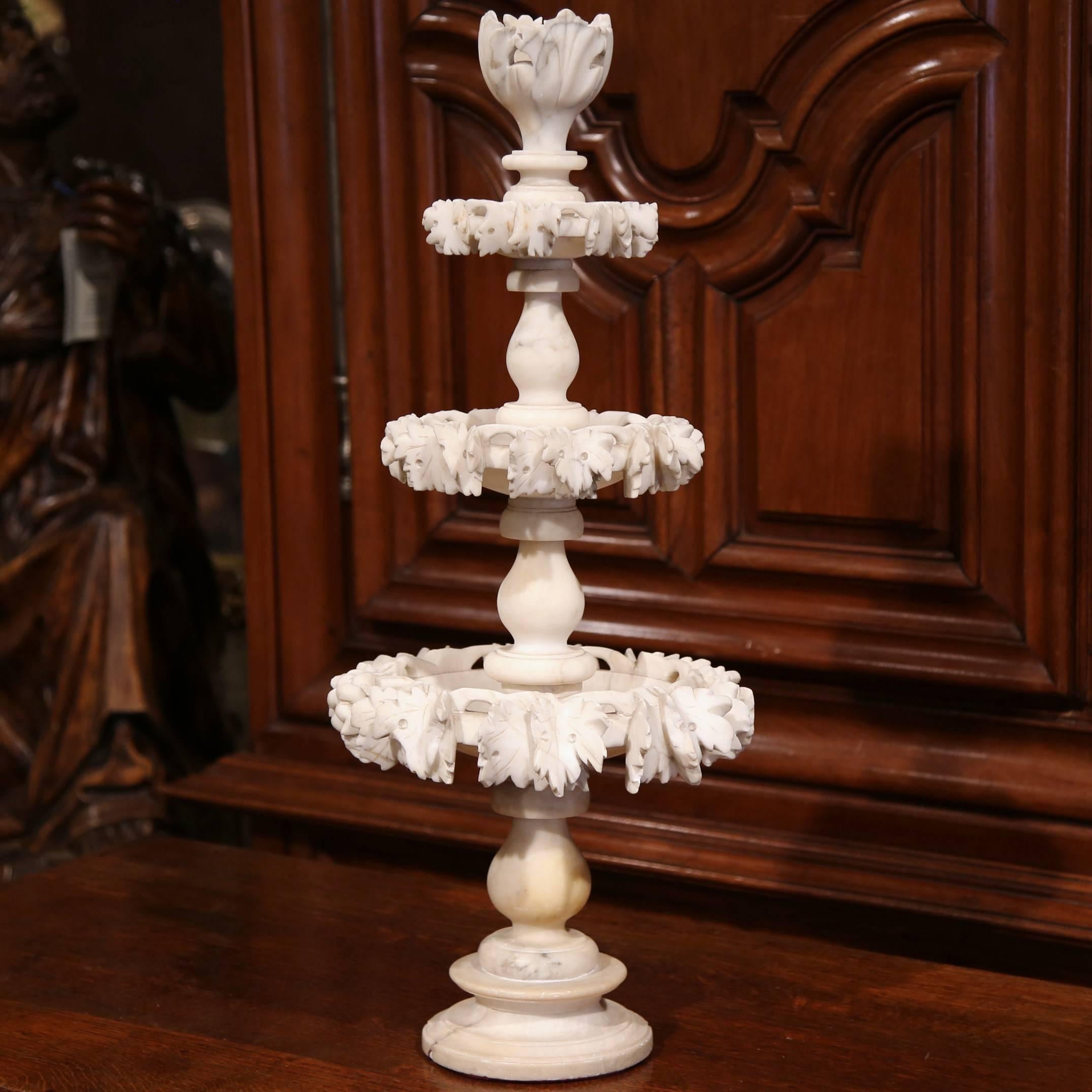 19th Century French Three-Tier Carved Alabaster Display Centrepiece For Sale 2