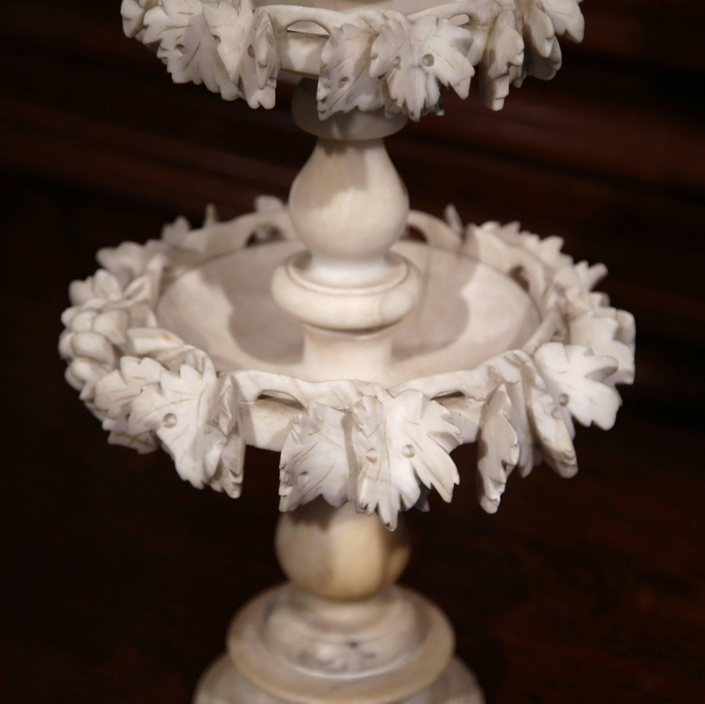 19th Century French Three-Tier Carved Alabaster Display Centrepiece For Sale 3