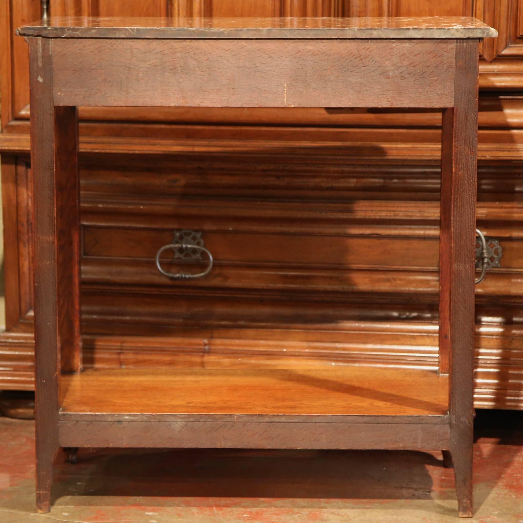 19th Century French Carved Oak Two-Tier Console Table with Marble Top 5