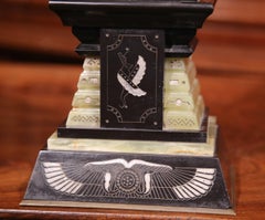19th Century French Carved Green and Black Obelisk with Ancient Greek Symbols