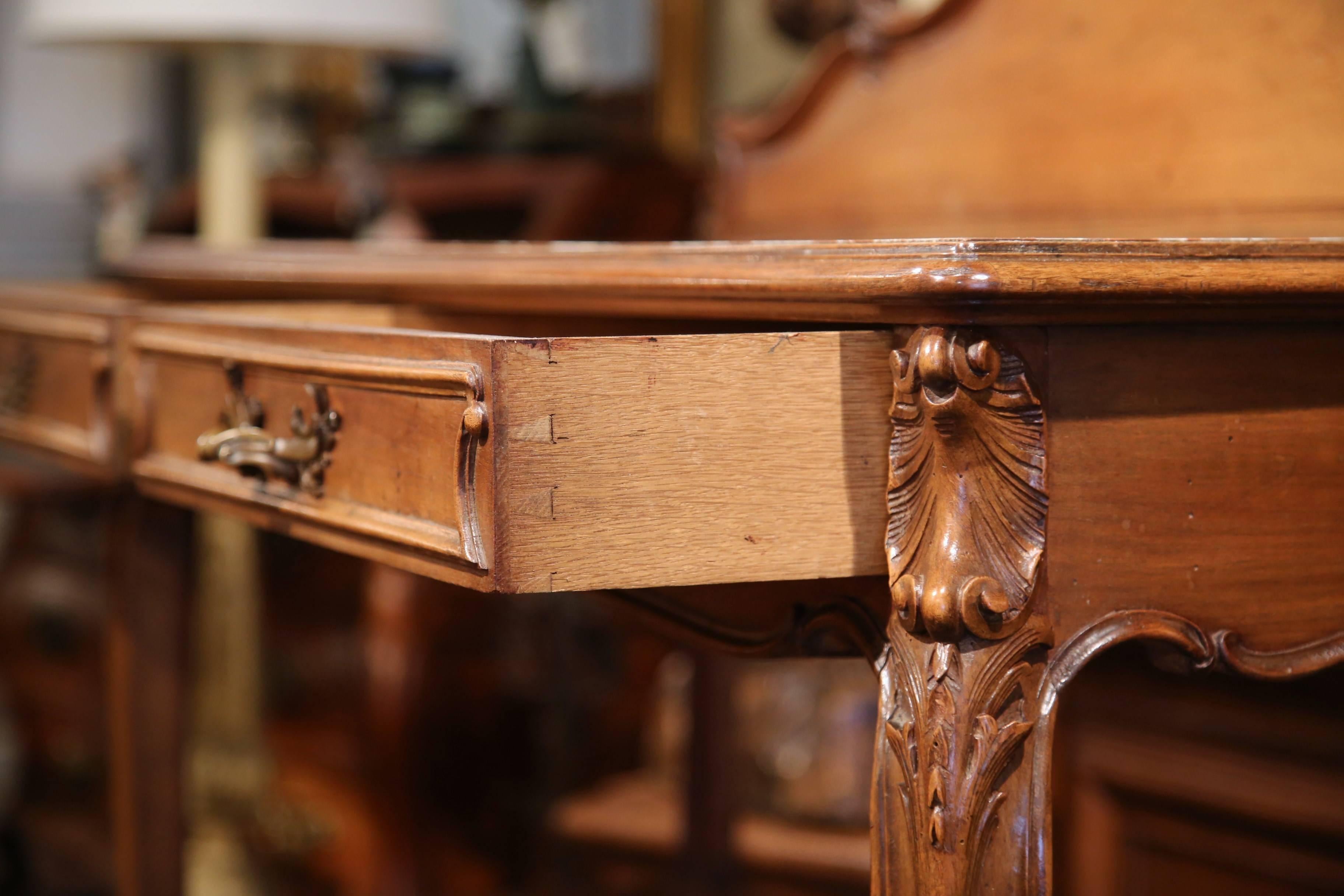 19th Century French Louis XV Carved Walnut Three-Tier Console with Marble Top 4