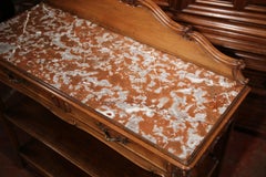 19th Century French Louis XV Carved Walnut Three-Tier Console with Marble Top
