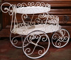 Early 20th Century French Painted Iron Garden Bar Cart on Wheels