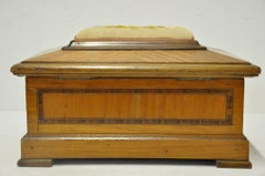 19th Century, French Rosewood and Inlay Jewelry Box with Aubusson Tapestry